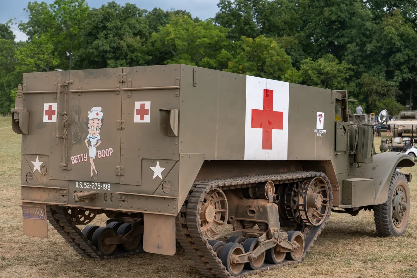 A half-track ambulance on display