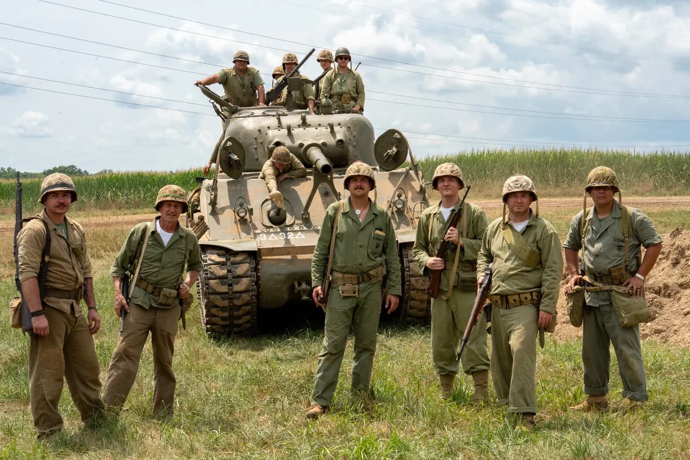 Living historians in Pacific theater uniform