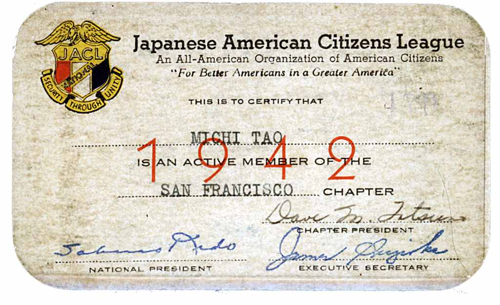 Mark A. Bando’s mother's membership card in the JACL, dated 1942. 
